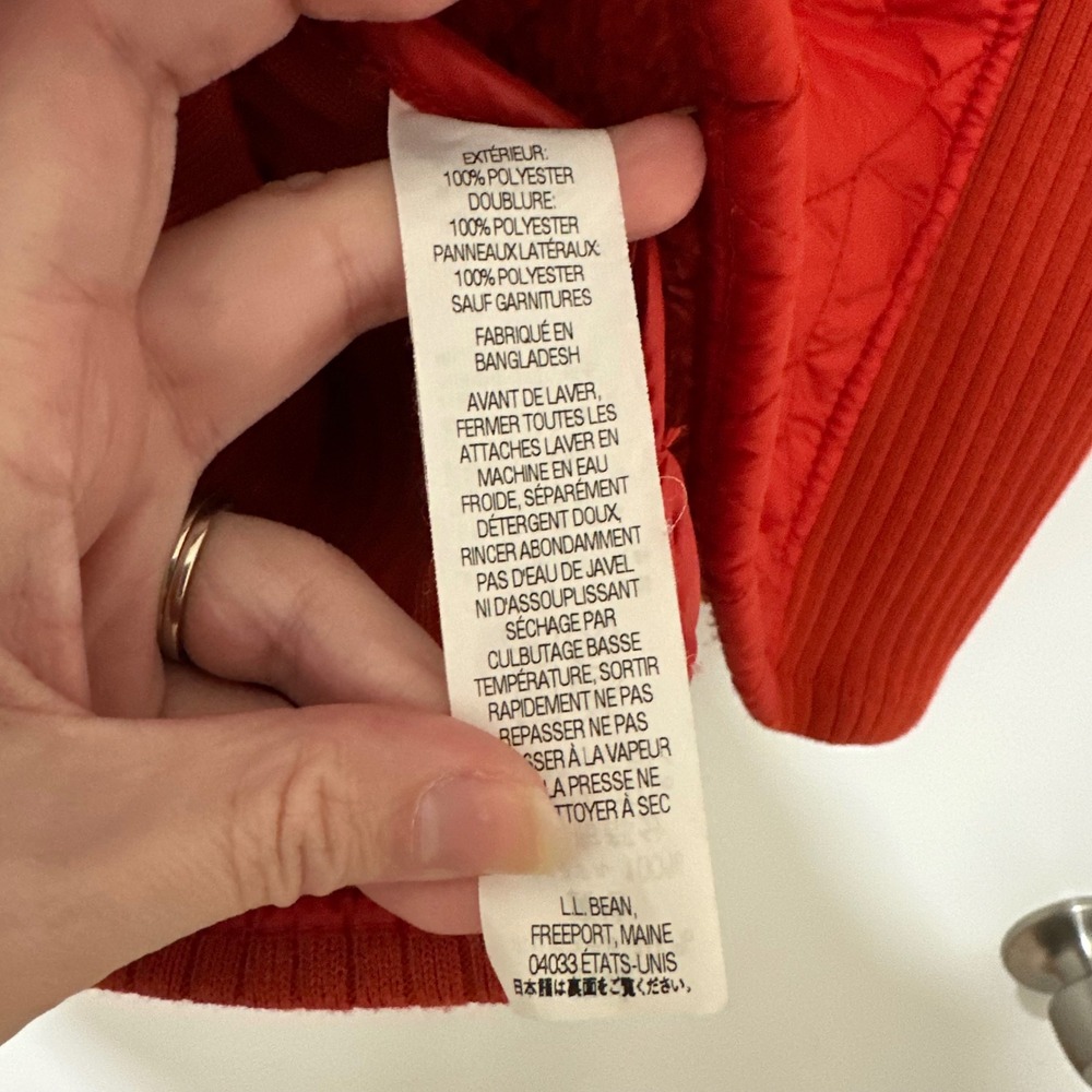 L.L. BEAN | Women's Orange Thinsulate Quilted Sherpa Fleece Lined Vest, M Reg - Picture 8 of 8